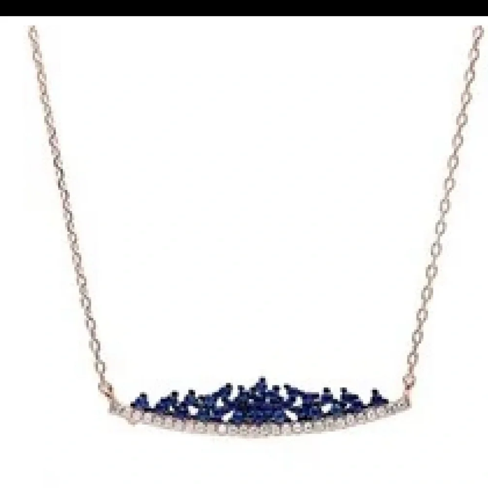 Rose Gold Plated Blue Sapphire 925 Sterling Silver Pendant - Picture 4 of 4